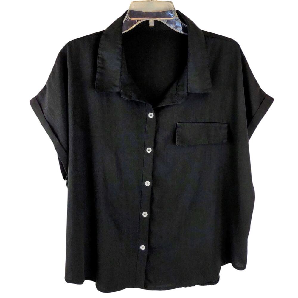 SHEIN Women's Top Blouse 2X Cotton Polyester Black White - Picture 2 of 5